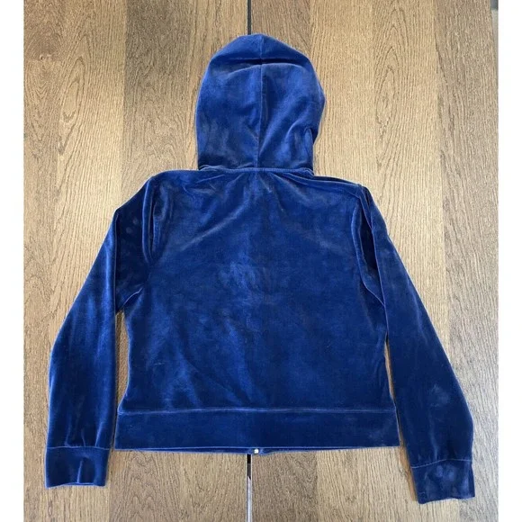 Juicy Couture Youth Blue Jacket Girl’s Size XXL Full Zip Hood Heavy Velour